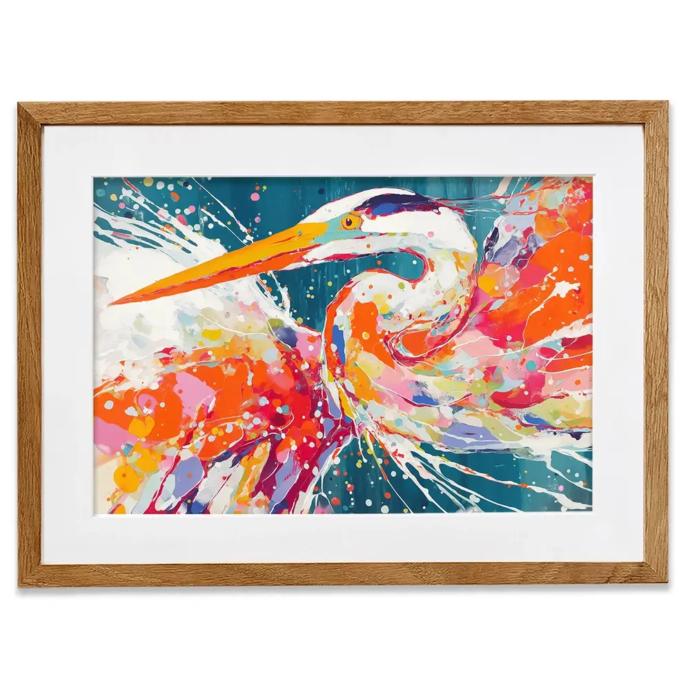 Heron Strike Framed Art Print Heron Strike Framed Art Print wall art product Chromatic Storm Studio