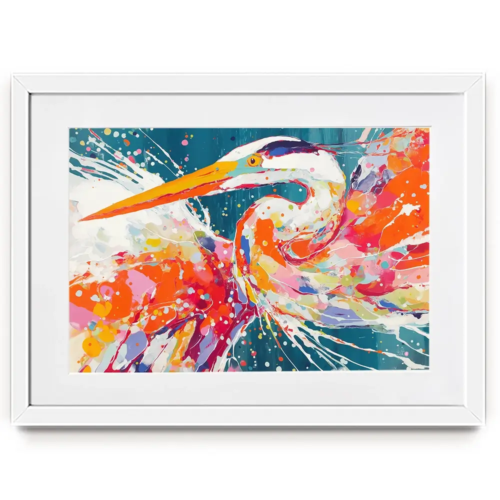 Heron Strike Framed Art Print Heron Strike Framed Art Print wall art product Chromatic Storm Studio