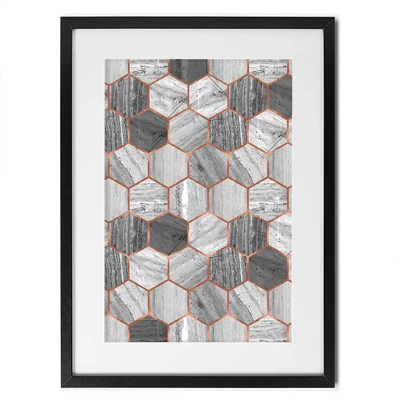 Hexagon Marble Framed Art Print Hexagon Marble Framed Art Print wall art product Emanuela Carratoni - Independent