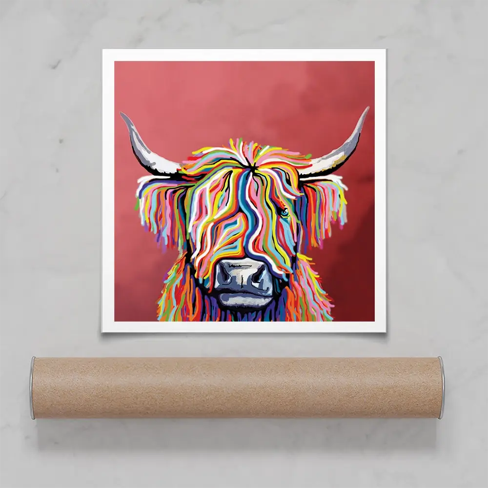 Highland Coo Square Art Print Highland Coo Square Art Print wall art product Art Print Shop