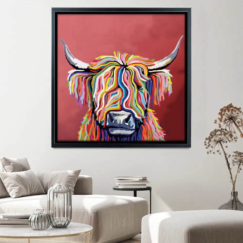 Highland Coo Square Canvas Print Highland Coo Square Canvas Print wall art product Art Print Shop