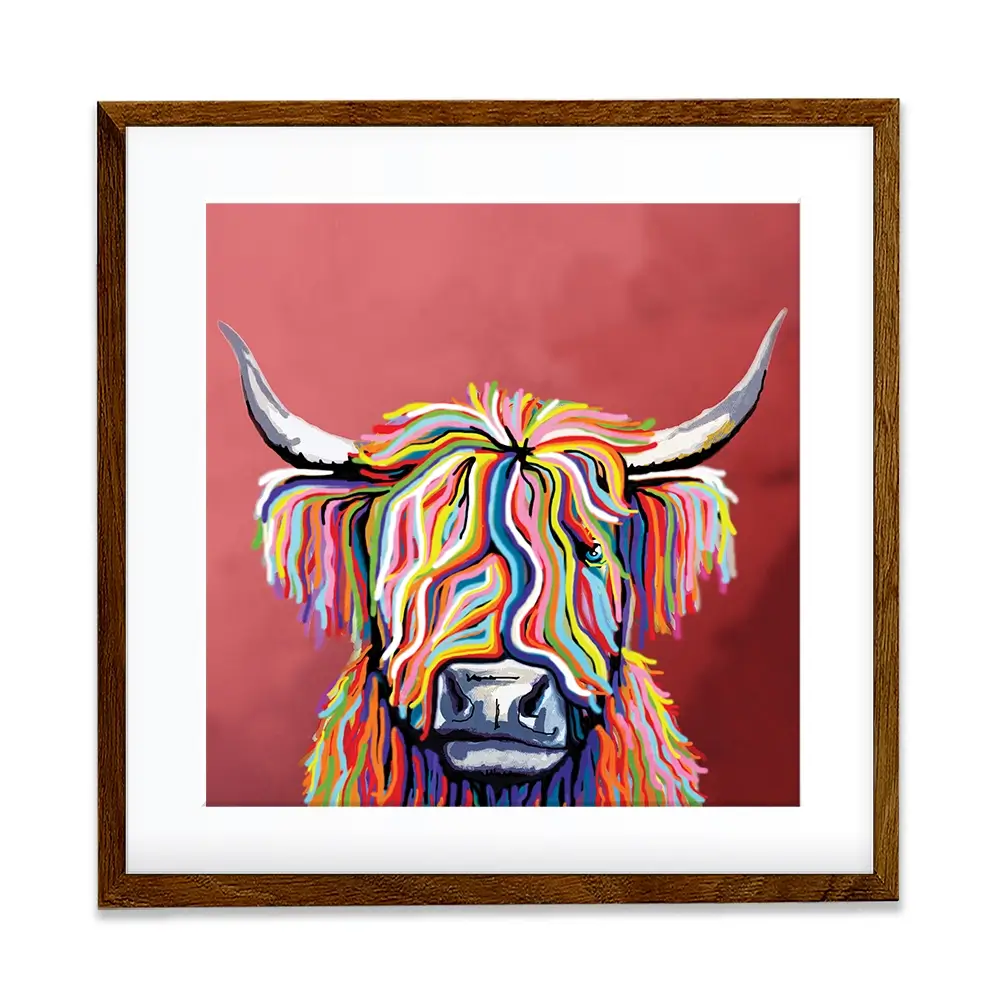 Highland Coo Square Framed Art Print Highland Coo Square Framed Art Print wall art product Art Print Shop