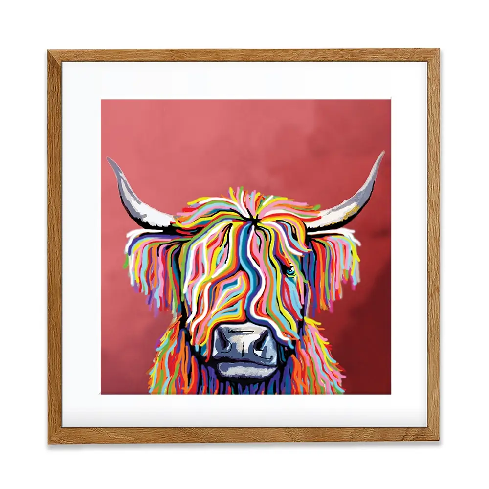 Highland Coo Square Framed Art Print Highland Coo Square Framed Art Print wall art product Art Print Shop