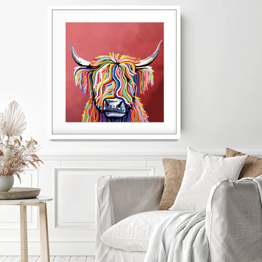 Highland Coo Square Framed Art Print Highland Coo Square Framed Art Print wall art product Art Print Shop