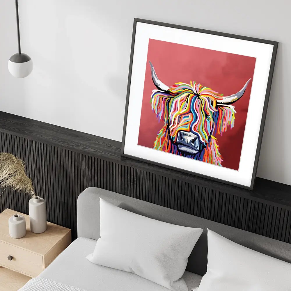 Highland Coo Square Framed Art Print Highland Coo Square Framed Art Print wall art product Art Print Shop