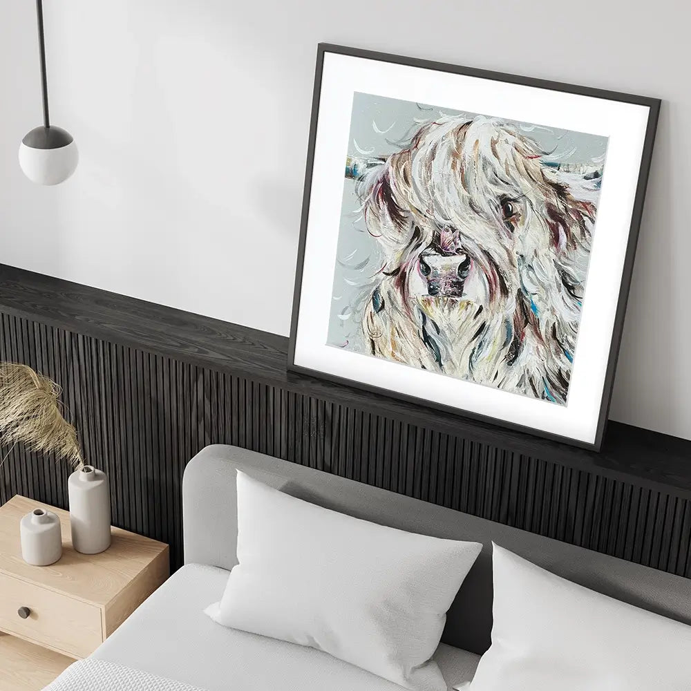 Highland Cow And Butterfly Square Framed Art Print Highland Cow And Butterfly Square Framed Art Print wall art product Nicola Jane Rowles