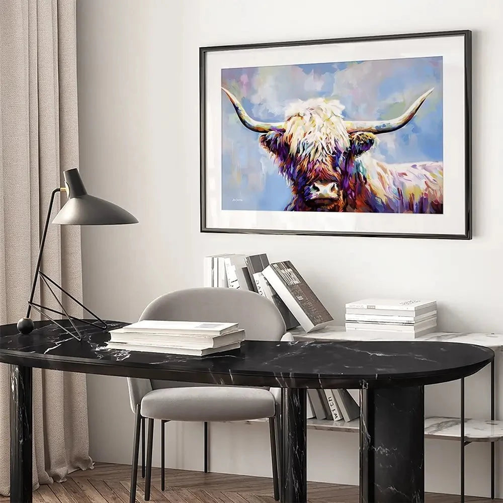 Highland Cow In Winters Serenity Framed Art Print Highland Cow In Winters Serenity Framed Art Print wall art product Leon Devenice