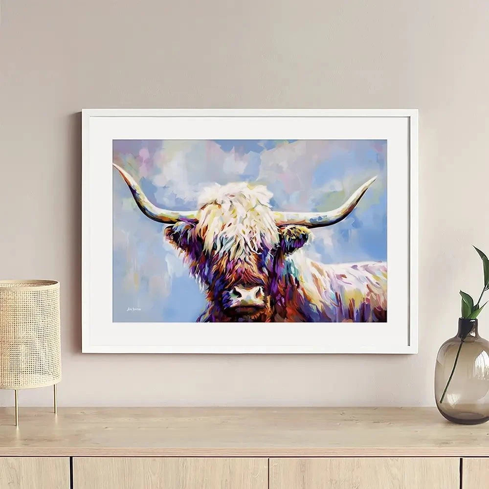 Highland Cow In Winters Serenity Framed Art Print Highland Cow In Winters Serenity Framed Art Print wall art product Leon Devenice