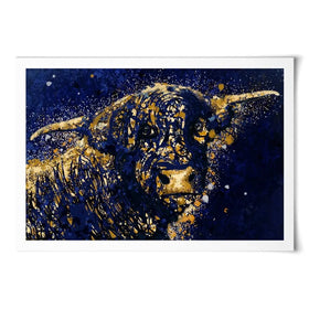Highland Cow Navy Splash Art Print Highland Cow Navy Splash Art Print wall art product D Mosconi