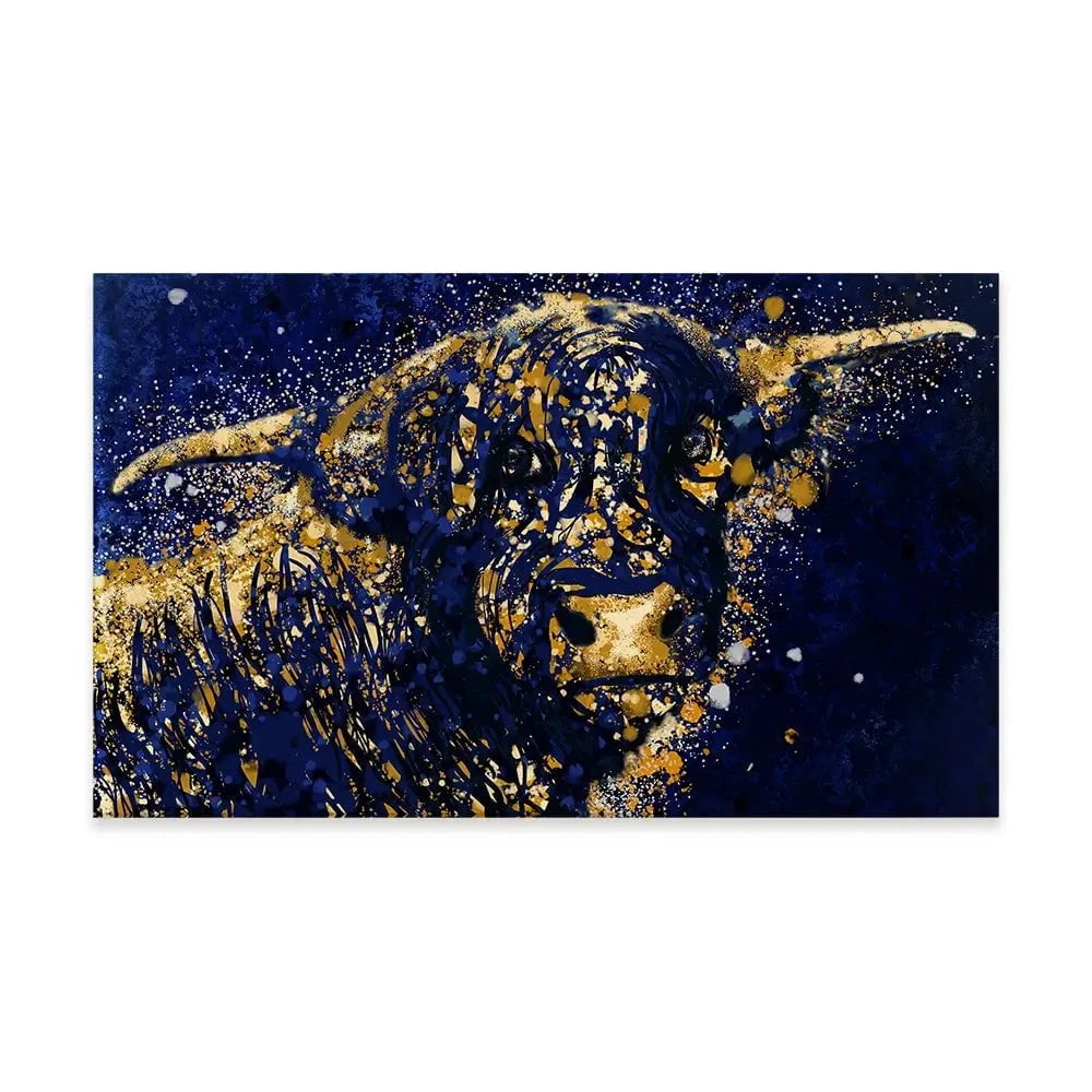Highland Cow Navy Splash Canvas Print Highland Cow Navy Splash Canvas Print wall art product D Mosconi
