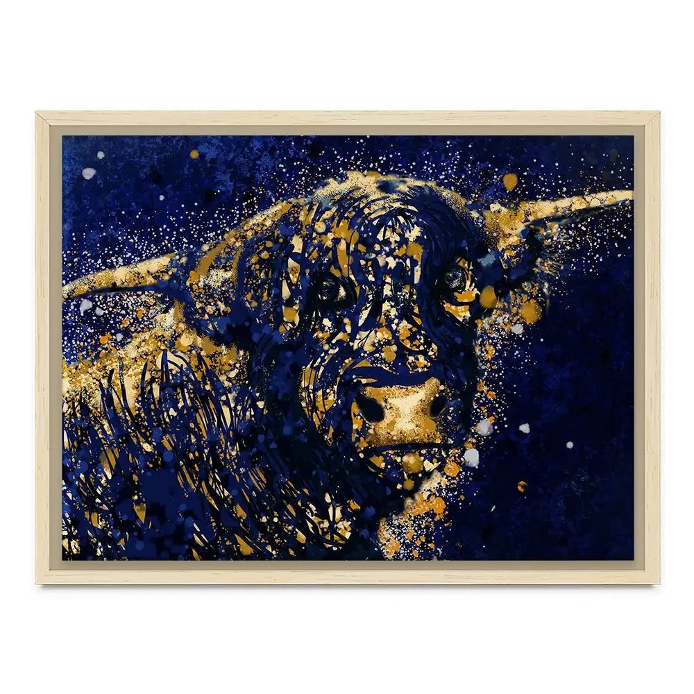 Highland Cow Navy Splash Canvas Print Highland Cow Navy Splash Canvas Print wall art product D Mosconi