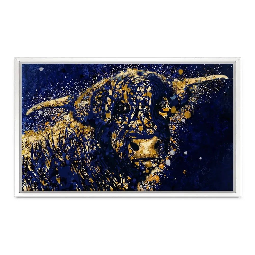 Highland Cow Navy Splash Canvas Print Highland Cow Navy Splash Canvas Print wall art product D Mosconi