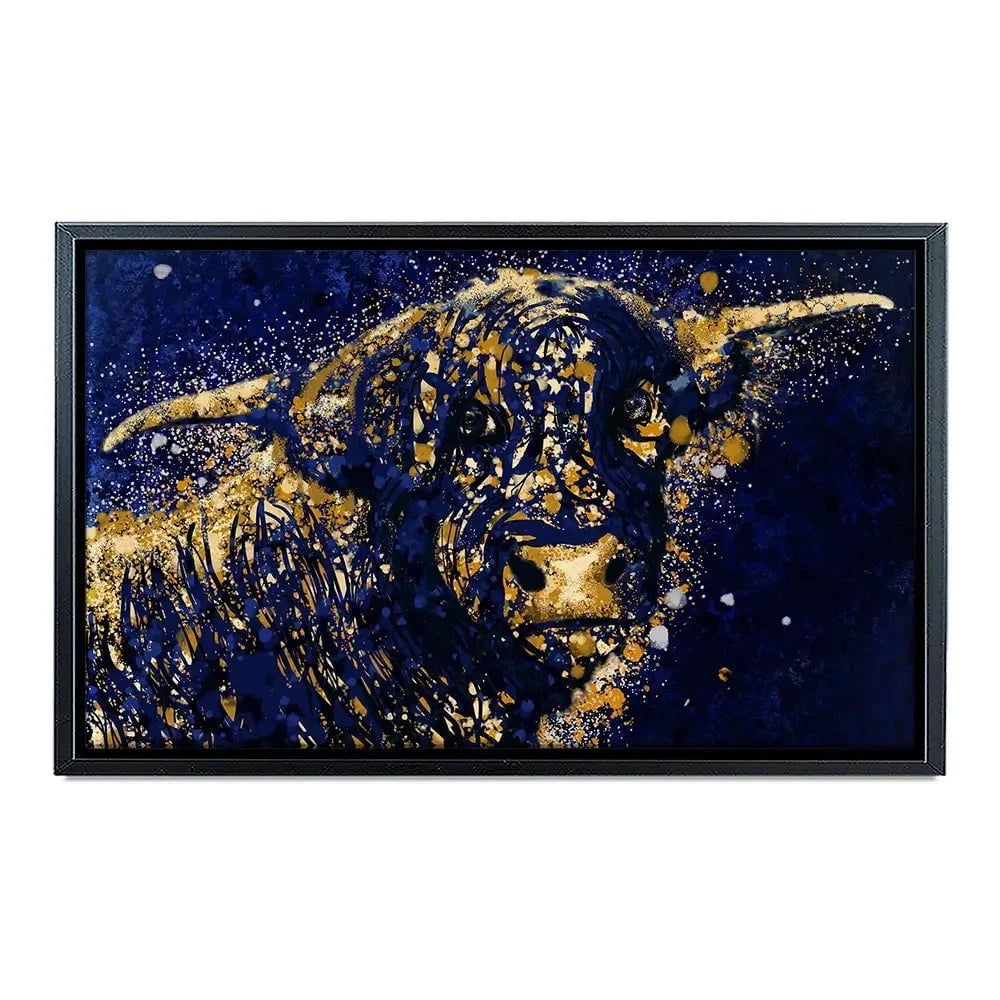 Highland Cow Navy Splash Canvas Print Highland Cow Navy Splash Canvas Print wall art product D Mosconi