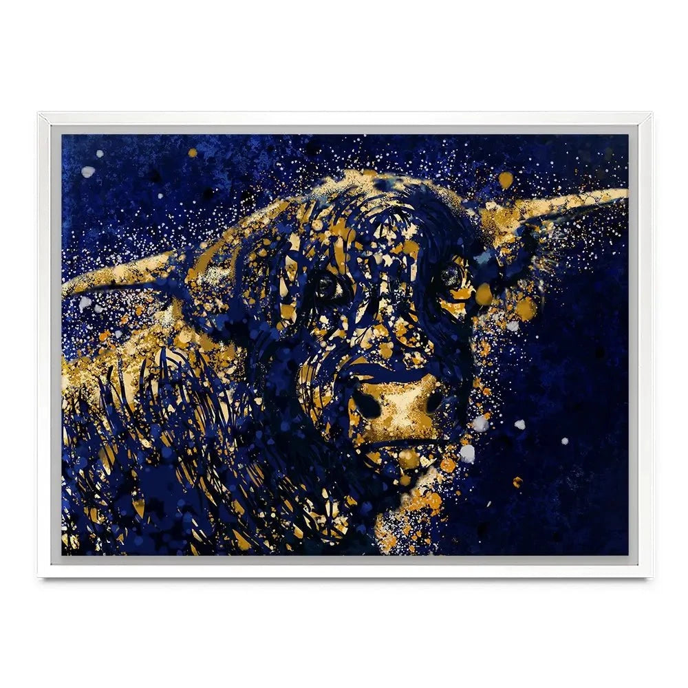 Highland Cow Navy Splash Canvas Print Highland Cow Navy Splash Canvas Print wall art product D Mosconi