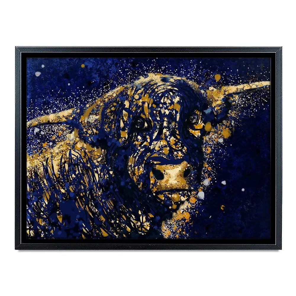 Highland Cow Navy Splash Canvas Print Highland Cow Navy Splash Canvas Print wall art product D Mosconi
