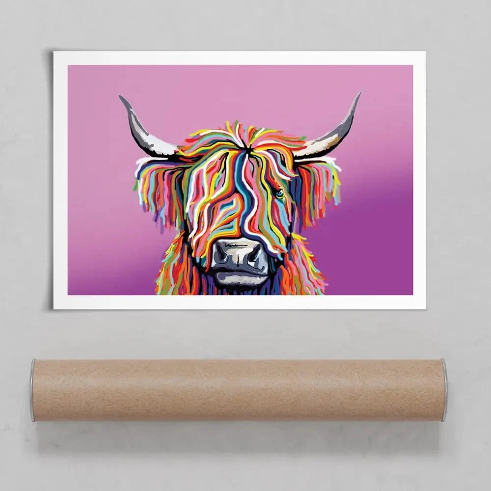 Highland Cow Pink Art Print Highland Cow Pink Art Print wall art product Independent