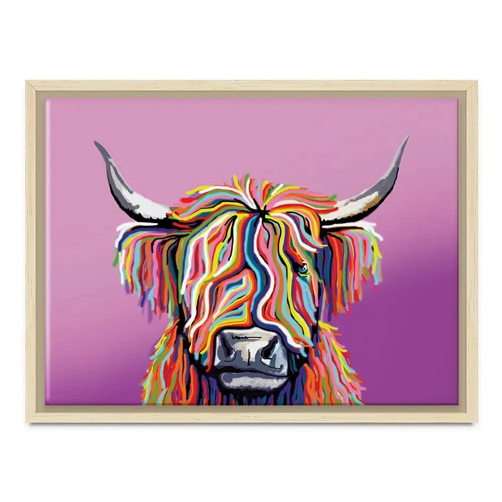 Highland Cow Pink Canvas Print Highland Cow Pink Canvas Print wall art product Independent