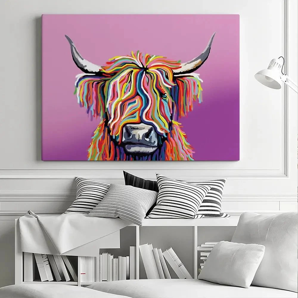 Highland Cow Pink Canvas Print Highland Cow Pink Canvas Print wall art product Independent