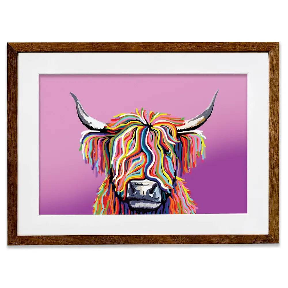 Highland Cow Pink Framed Art Print Highland Cow Pink Framed Art Print wall art product Independent