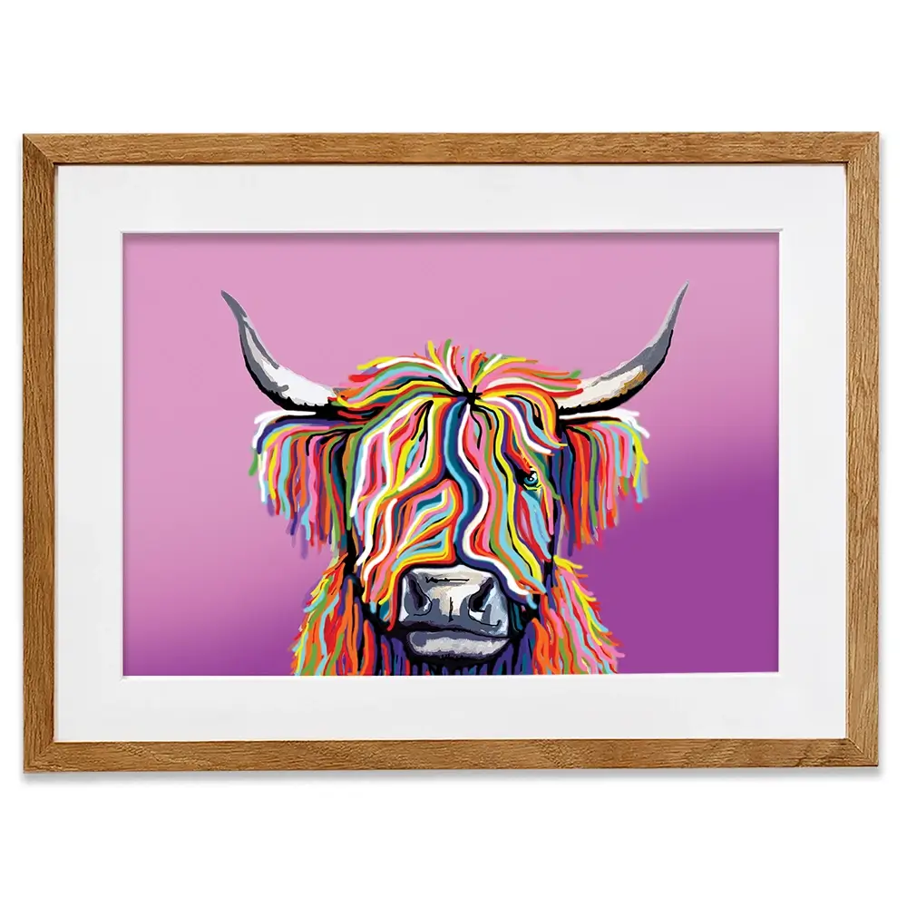 Highland Cow Pink Framed Art Print Highland Cow Pink Framed Art Print wall art product Independent