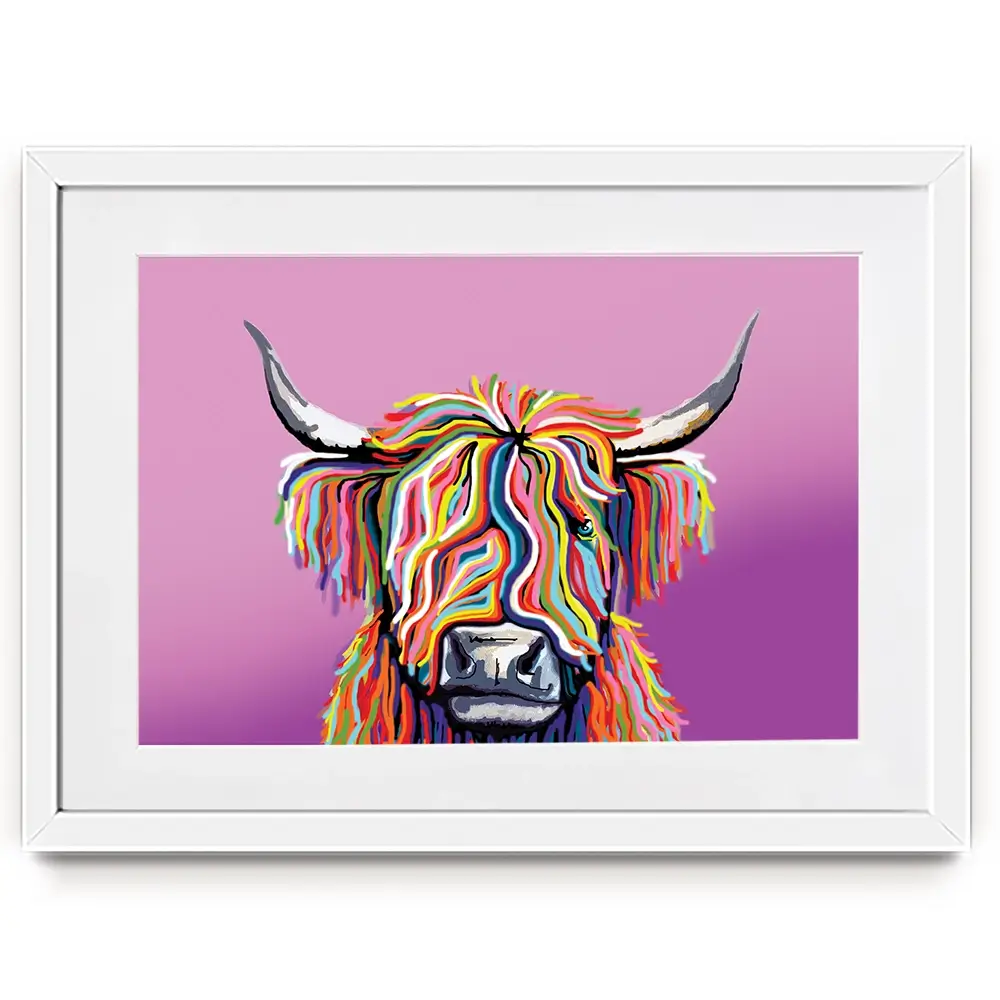 Highland Cow Pink Framed Art Print Highland Cow Pink Framed Art Print wall art product Independent