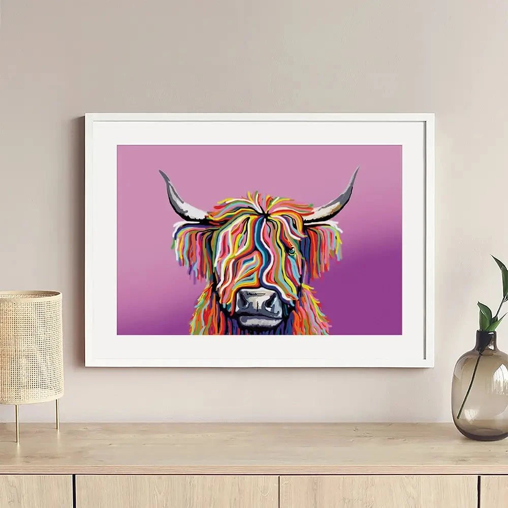 Highland Cow Pink Framed Art Print Highland Cow Pink Framed Art Print wall art product Independent