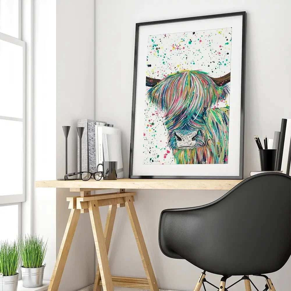 Highland Cow Roland Framed Art Print Highland Cow Roland Framed Art Print wall art product Emma LC Art