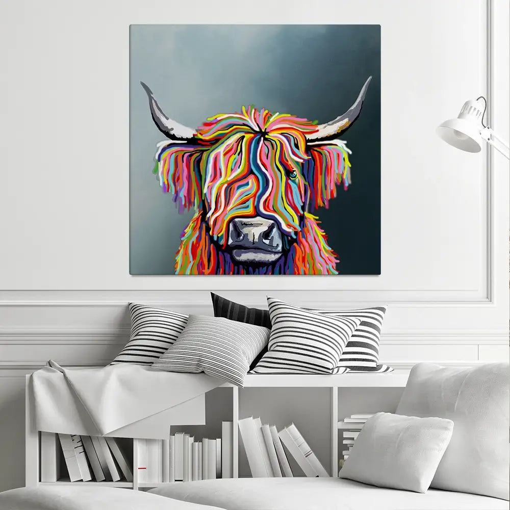 Highland Cow Square Canvas Print Highland Cow Square Canvas Print wall art product Independent