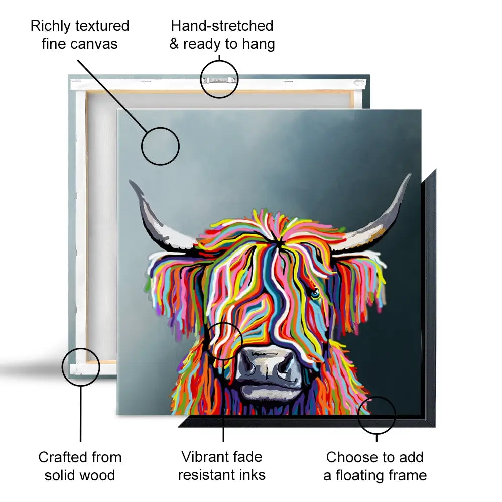 Highland Cow Square Canvas Print Highland Cow Square Canvas Print wall art product Independent