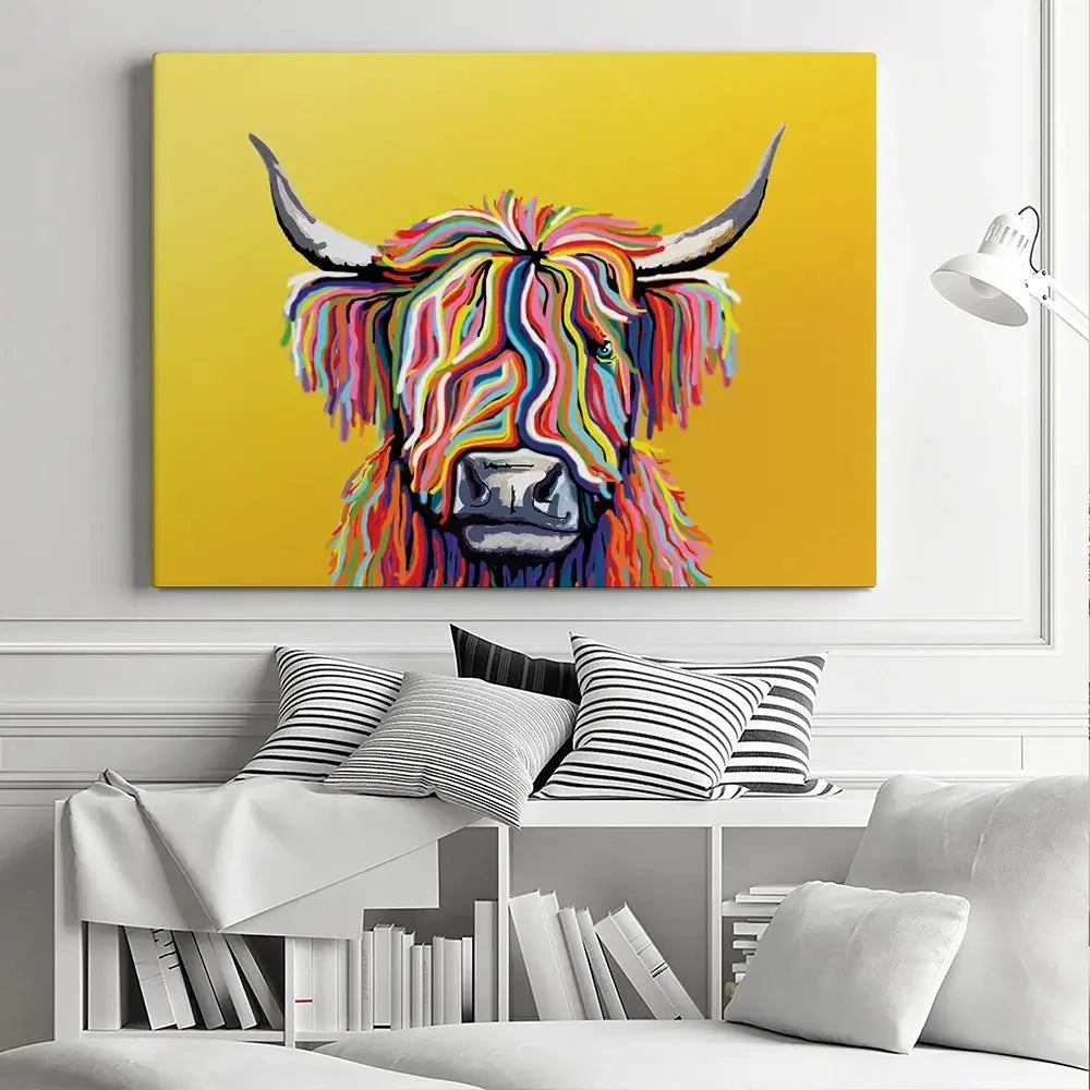 Highland Cow Yellow Canvas Print Highland Cow Yellow Canvas Print | Highland Cow Yellow Artwork wall art product Independent