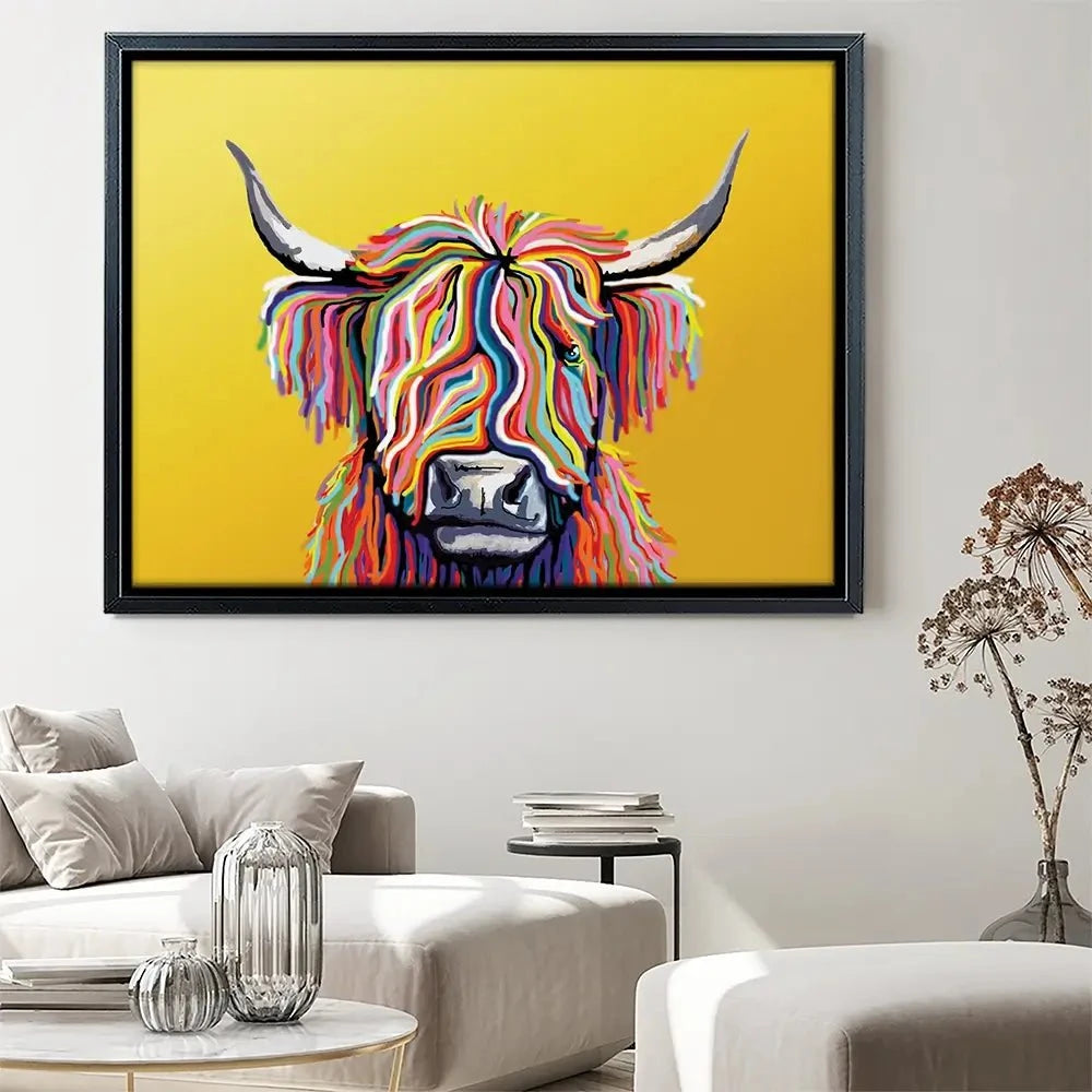 Highland Cow Yellow Canvas Print Highland Cow Yellow Canvas Print | Highland Cow Yellow Artwork wall art product Independent