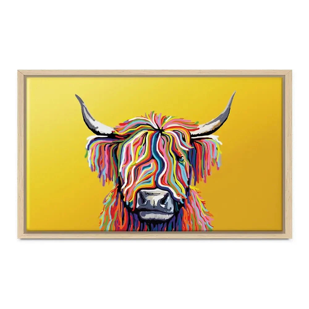 Highland Cow Yellow Canvas Print Highland Cow Yellow Canvas Print | Highland Cow Yellow Artwork wall art product Independent