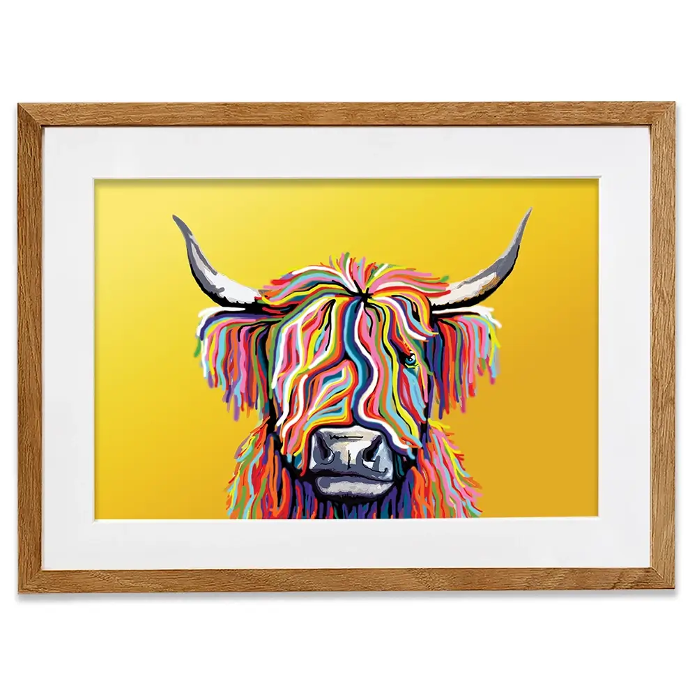 Highland Cow Yellow Framed Art Print Highland Cow Yellow Framed Art Print | Highland Cow Yellow Artwork wall art product Independent