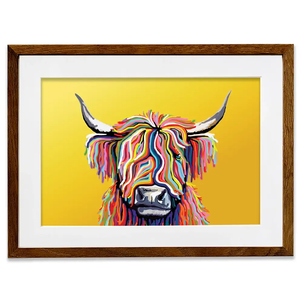 Highland Cow Yellow Framed Art Print Highland Cow Yellow Framed Art Print | Highland Cow Yellow Artwork wall art product Independent