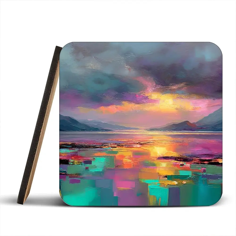 Highland Escape Coaster Set Highland Escape Coaster Set wall art product Art Print Shop