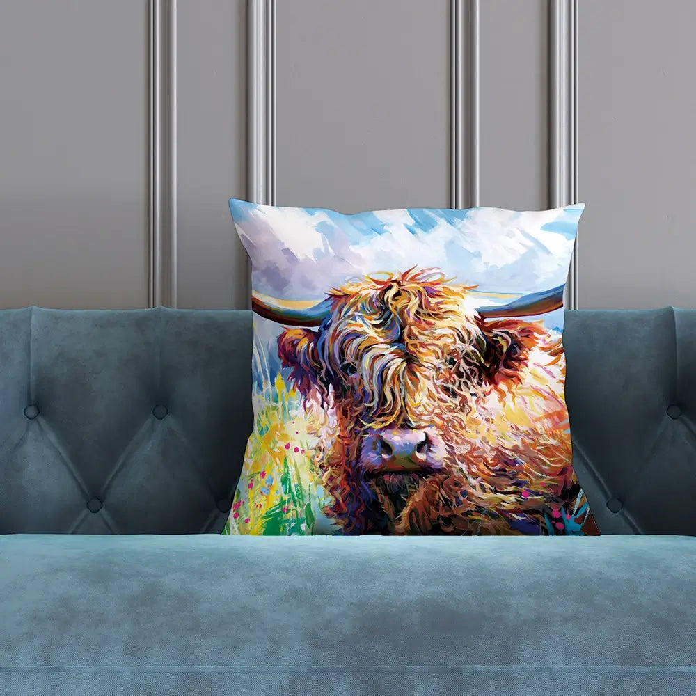 Highland Grazing Cushion Highland Grazing Cushion wall art product Leon Devenice