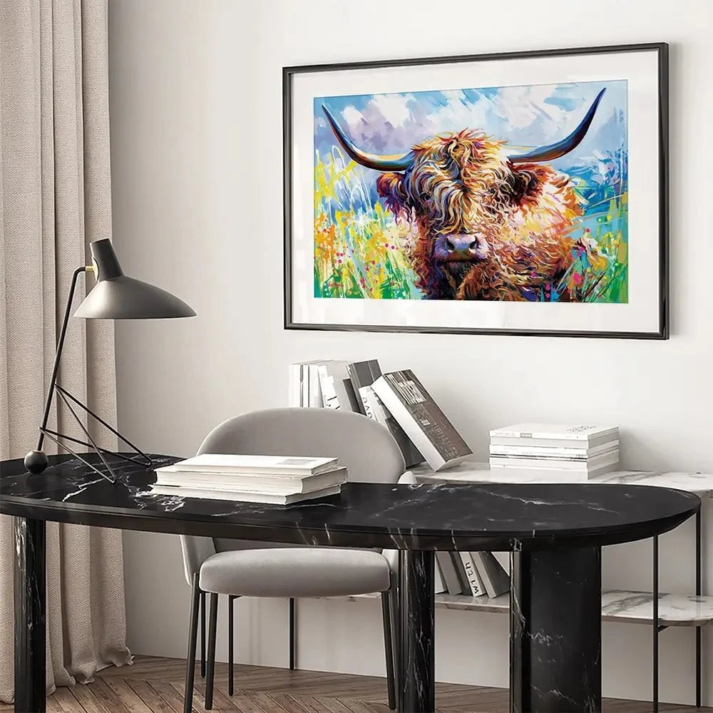 Highland Grazing Framed Art Print Highland Grazing Framed Art Print wall art product Leon Devenice