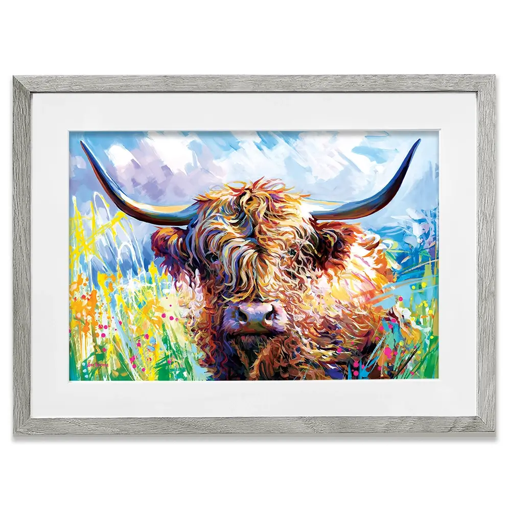 Highland Grazing Framed Art Print Highland Grazing Framed Art Print wall art product Leon Devenice
