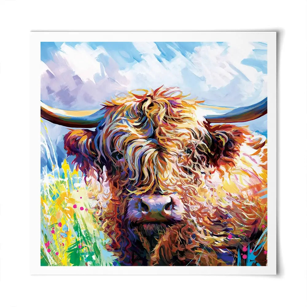 Highland Grazing Square Art Print Highland Grazing Square Art Print wall art product Leon Devenice