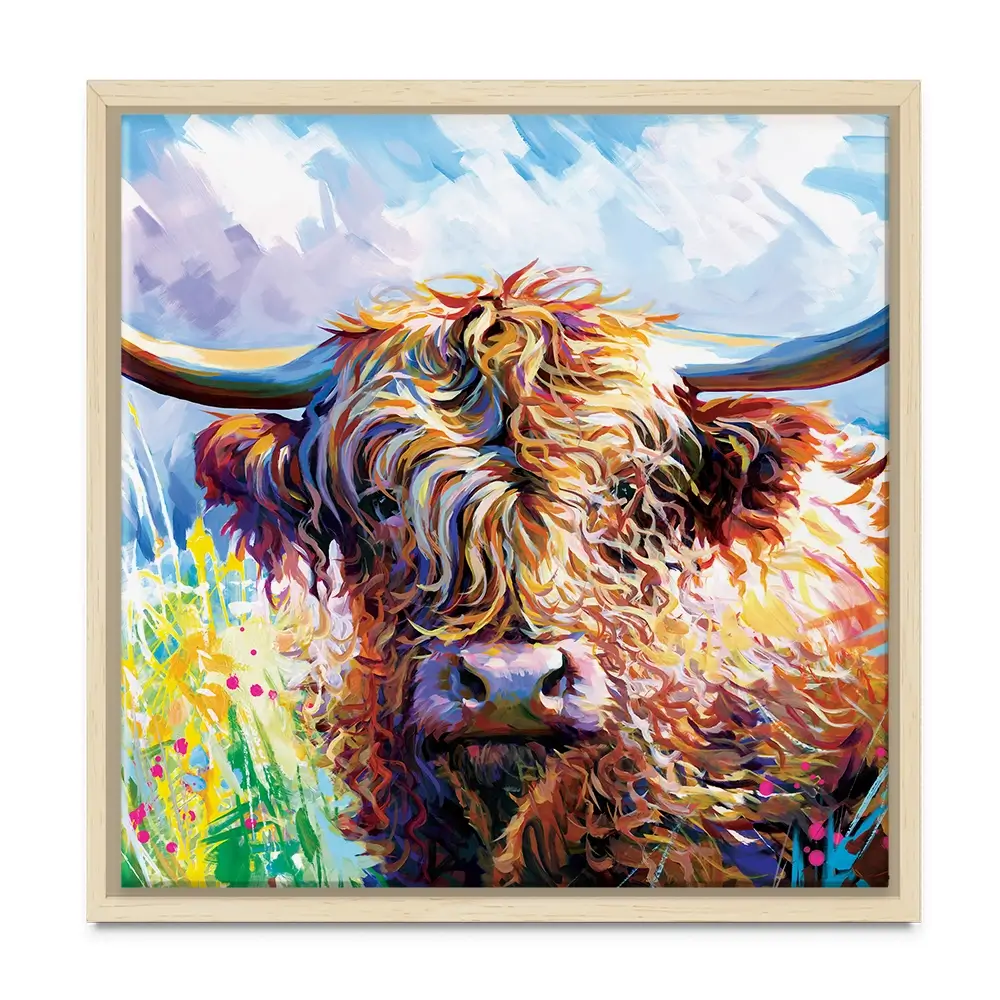 Highland Grazing Square Canvas Print Highland Grazing Square Canvas Print wall art product Leon Devenice