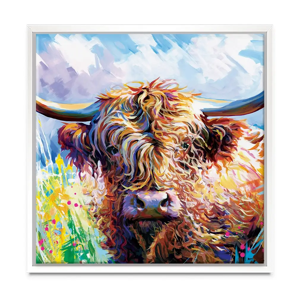 Highland Grazing Square Canvas Print Highland Grazing Square Canvas Print wall art product Leon Devenice