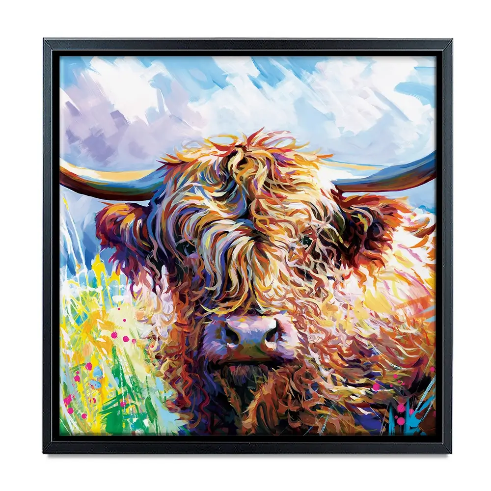 Highland Grazing Square Canvas Print Highland Grazing Square Canvas Print wall art product Leon Devenice