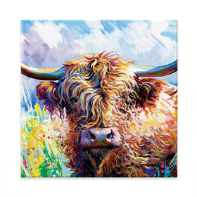 Highland Grazing Square Canvas Print Highland Grazing Square Canvas Print wall art product Leon Devenice