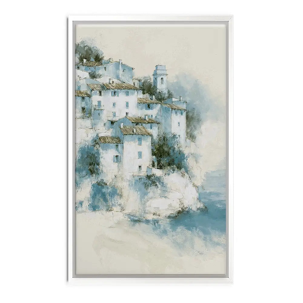 Hillside Village Above Sea Canvas Print Hillside Village Above Sea Canvas Print wall art product Chromatic Storm Studio