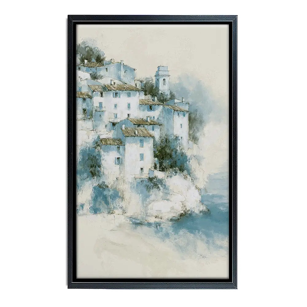 Hillside Village Above Sea Canvas Print Hillside Village Above Sea Canvas Print wall art product Chromatic Storm Studio