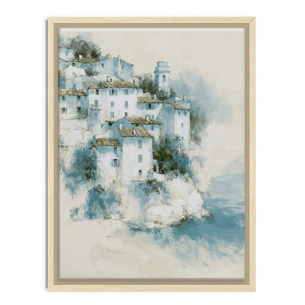 Hillside Village Above Sea Canvas Print Hillside Village Above Sea Canvas Print wall art product Chromatic Storm Studio