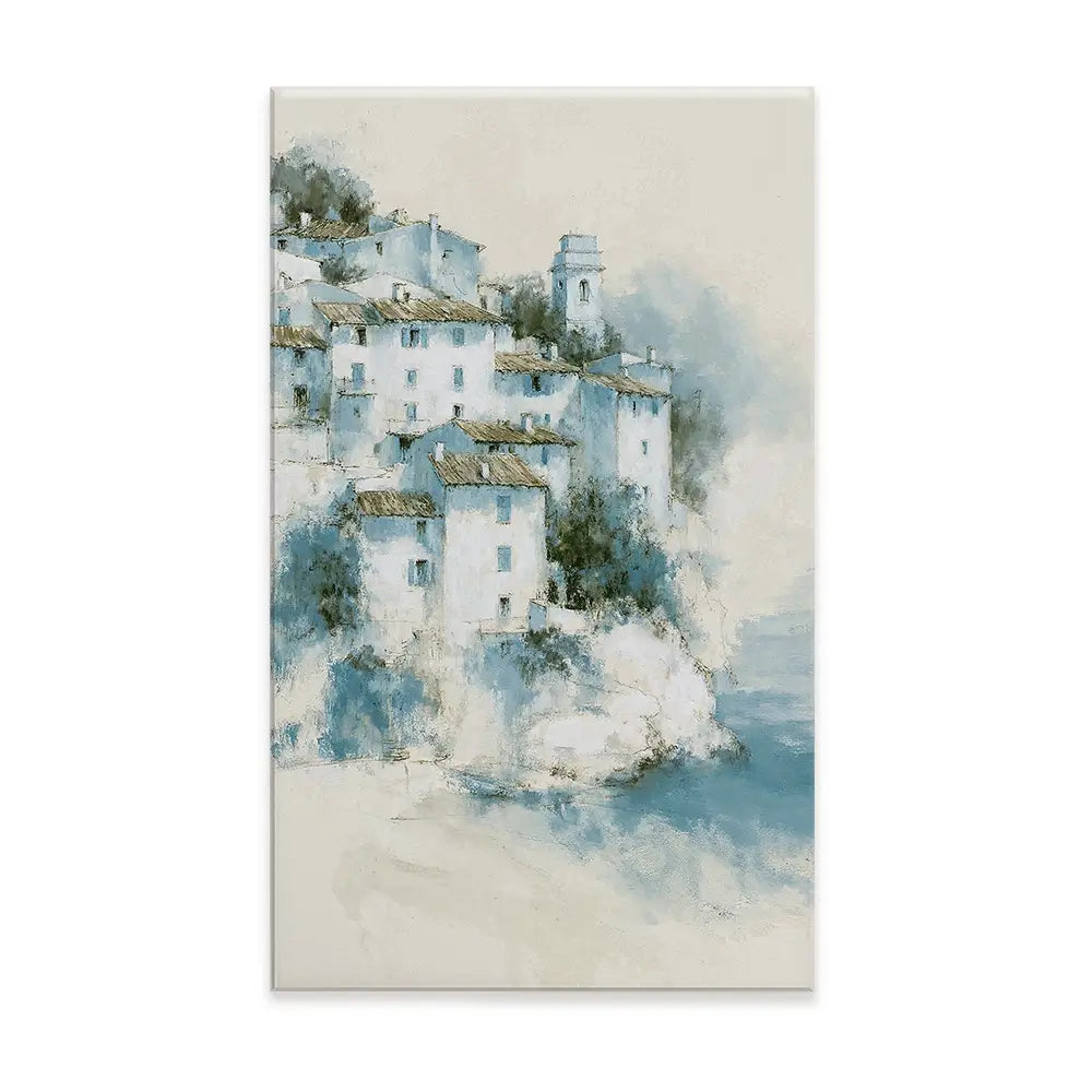 Hillside Village Above Sea Canvas Print Hillside Village Above Sea Canvas Print wall art product Chromatic Storm Studio