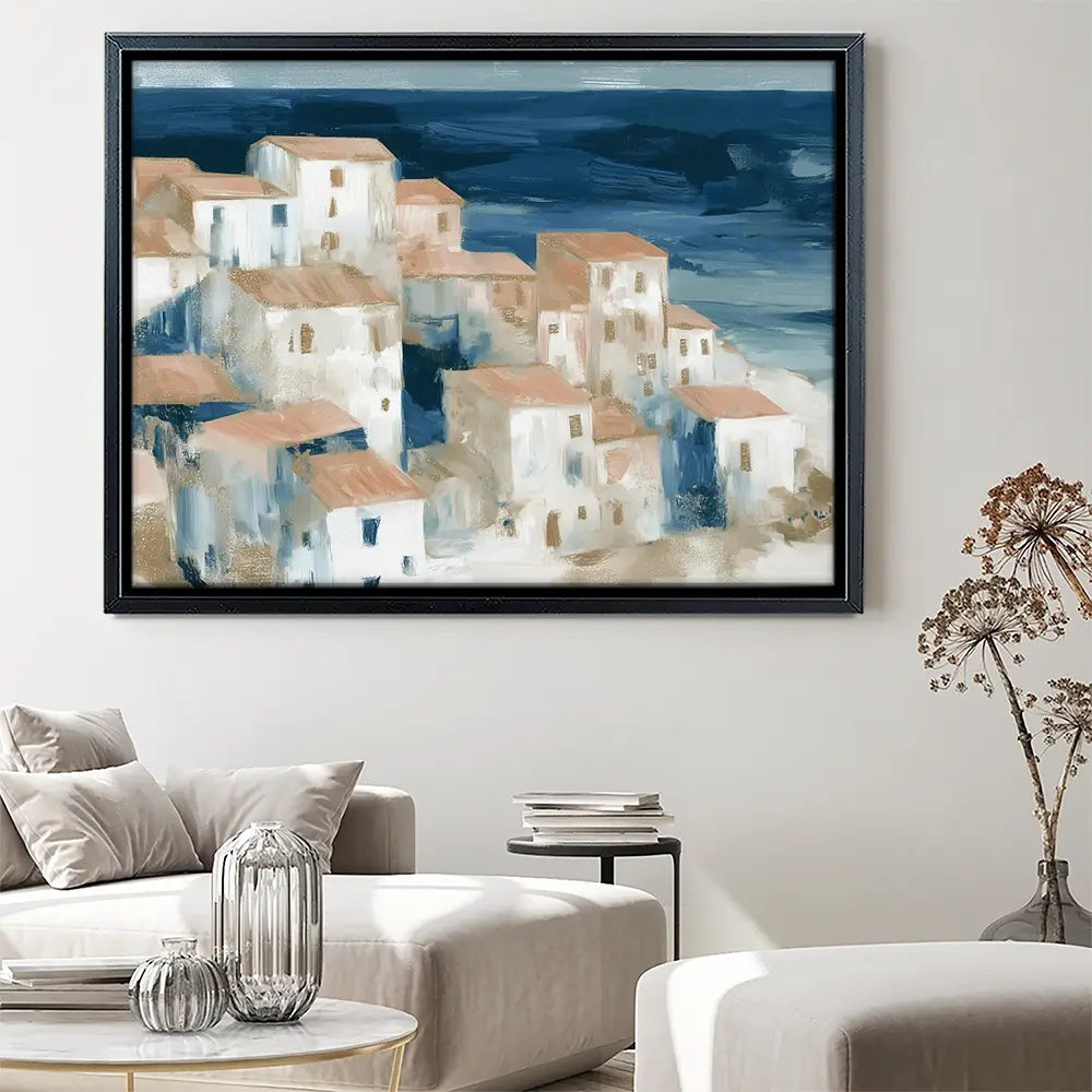 Hillside Village Above The Sea Canvas Print Hillside Village Above The Sea Canvas Print wall art product Chromatic Storm Studio
