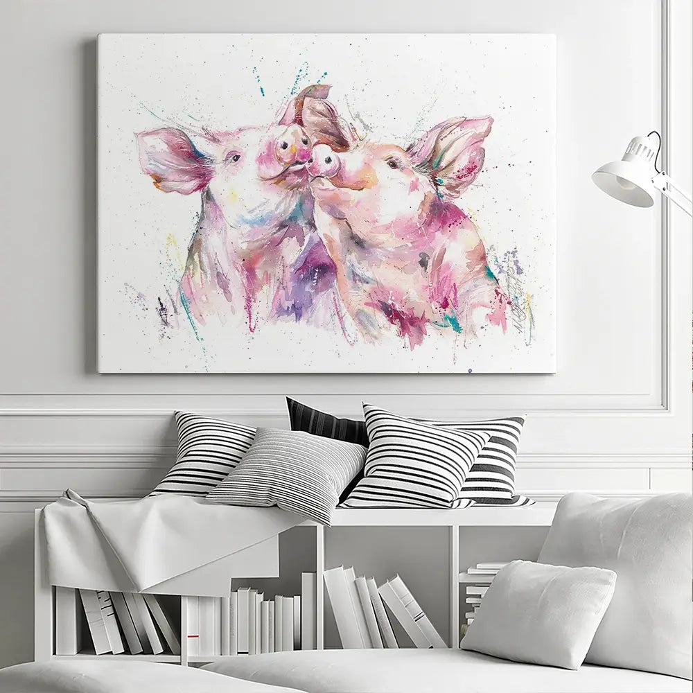 Hogs And Kisses Canvas Print Hogs And Kisses Canvas Print wall art product Nicola Jane Rowles