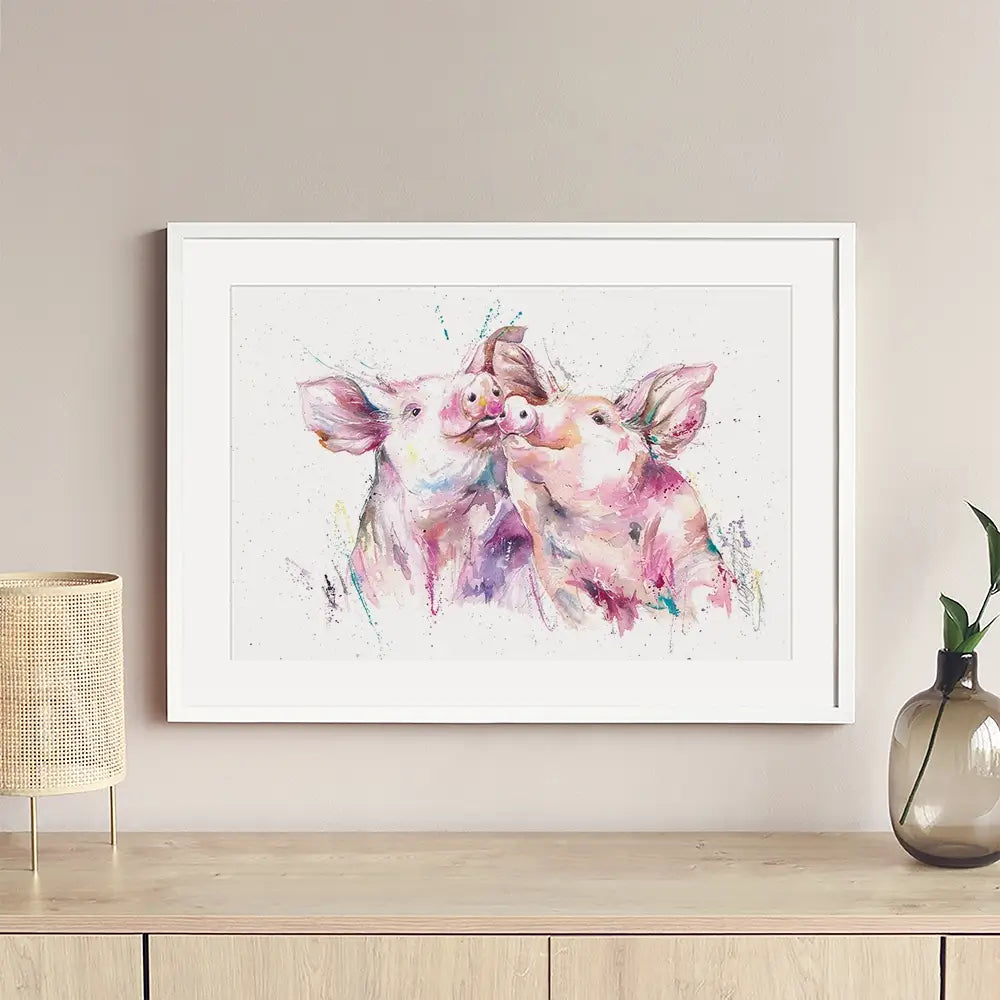 Hogs And Kisses Framed Art Print Hogs And Kisses Framed Art Print wall art product Nicola Jane Rowles